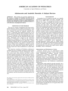 AMERICAN ACADEMY OF PEDIATRICS Adolescents and Anabolic