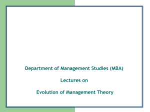 Department of Management Studies (MBA) Lectures on