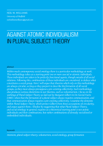 AGAINST ATOMIC INDIVIDUALISM IN PLURAL SUBJECT THEORY