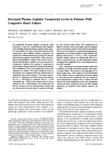 Increased plasma arginine vasopressin levels in patients