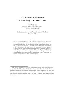A Two-Sector Approach to Modeling US NIPA Data