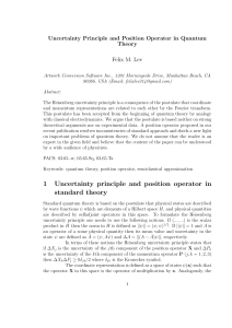 1 Uncertainty principle and position operator in standard theory