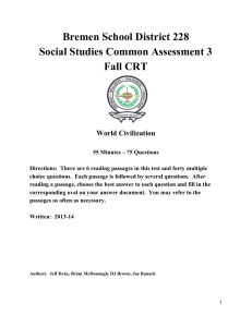 Bremen School District 228 Social Studies Common Assessment 3