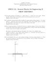 PHYS 112 - General Physics for Engineering II FIRST MIDTERM