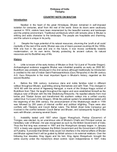 Embassy of India Thimphu COUNTRY NOTE ON BHUTAN