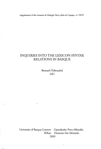 inquiries into the lexicon-syntax relations in basque