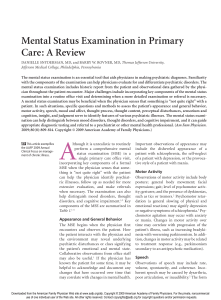 Mental Status Examination in Primary Care: A Review