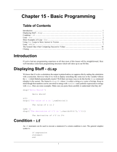 Chapter 15 - Basic Programming