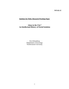 Alone in the City? An Intellectual History of Social Isolation