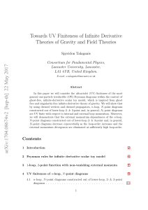 Towards UV Finiteness of Infinite Derivative Theories of Gravity and