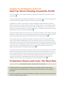 Chapter 8. Production and Cost Start Up: Street Cleaning Around
