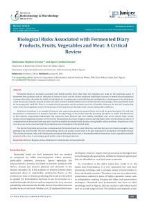 Biological Risks Associated with Fermented Diary Products, Fruits