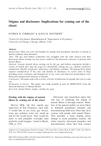 Stigma and disclosure: Implications for coming out of the closet