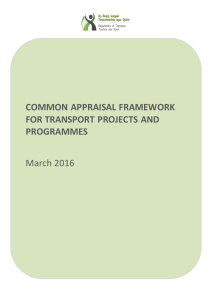 Common Appraisal Framework - Department of Transport, Tourism
