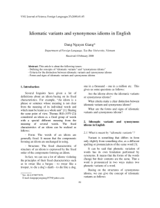 Idiomatic variants and synonymous idioms in English