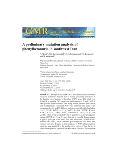 A preliminary mutation analysis of phenylketonuria in southwest Iran
