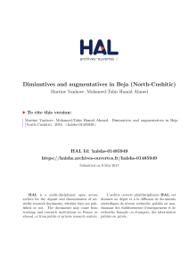 Diminutives and augmentatives in Beja (North-Cushitic) - Hal-SHS