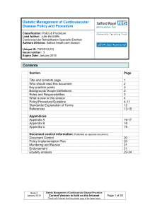 Contents Dietetic Management of Cardiovascular Disease Policy