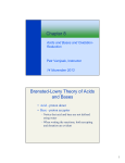 Chapter 8 Brønsted-Lowry Theory of Acids and Bases