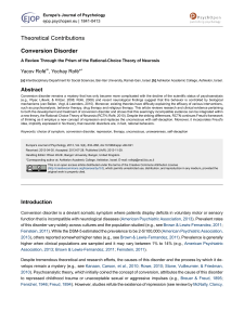 Conversion Disorder - Europe`s Journal of Psychology