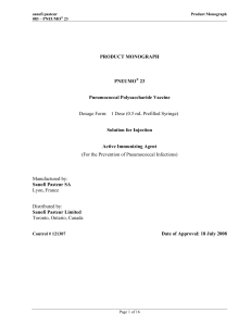 PRODUCT MONOGRAPH PNEUMO 23 Pneumococcal