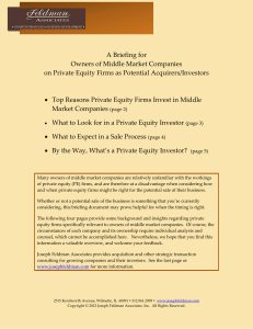 A Briefing for Owners of Middle Market Companies on Private Equity