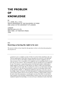 THE PROBLEM OF KNOWLEDGE