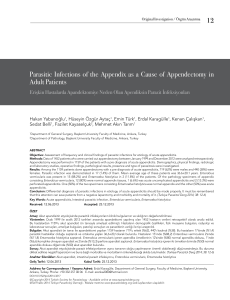 Parasitic Infections of the Appendix as a Cause