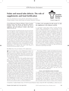 Folate and neural tube defects: The role of supplements and food