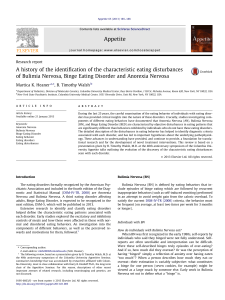 A history of the identification of the characteristic eating disturbances