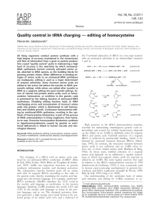 Quality control in tRNA charging — editing of homocysteine