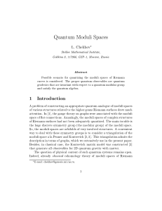 Quantum Moduli Spaces 1 Introduction