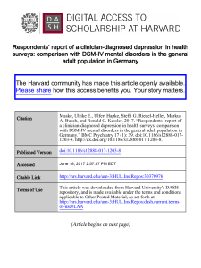Respondents` report of a clinician-diagnosed depression in health