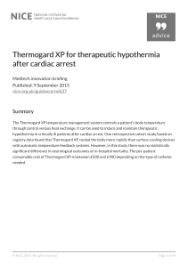 Thermogard XP for therapeutic hypothermia after cardiac arrest
