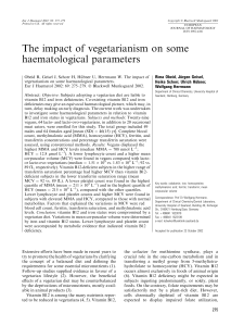 The impact of vegetarianism on some haematological parameters