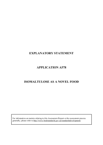 explanatory statement application a578 isomaltulose as a novel food