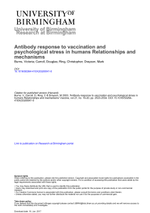 University of Birmingham Antibody response to vaccination and