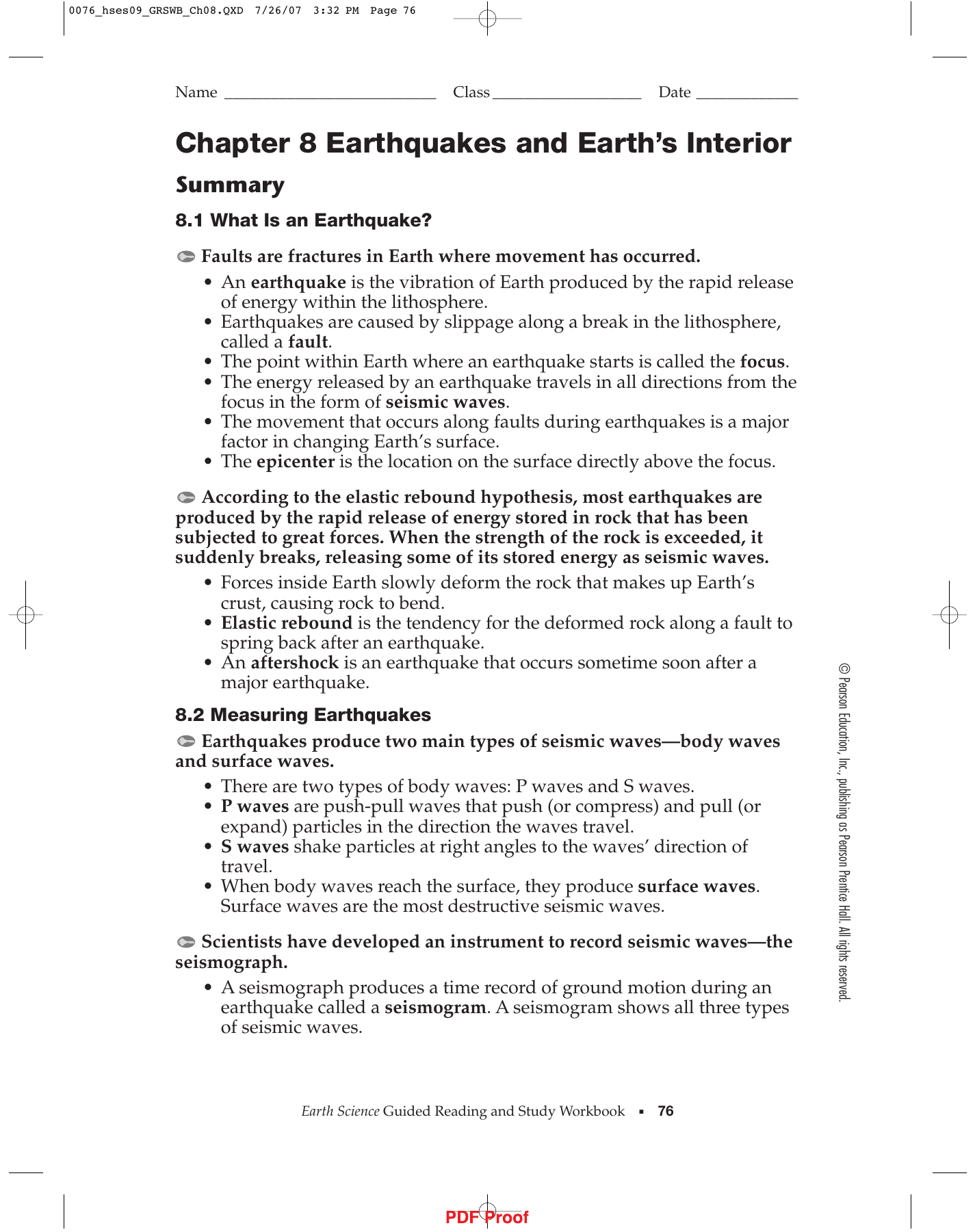 Chapter 8 Earthquakes And Earth S Interior