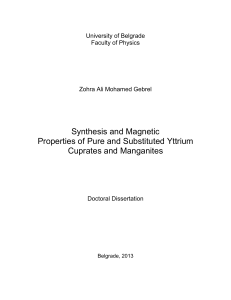 Synthesis and Magnetic Properties of Pure and Substituted Yttrium