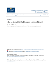 The Letters of St. Paul [Course Lecture Notes]
