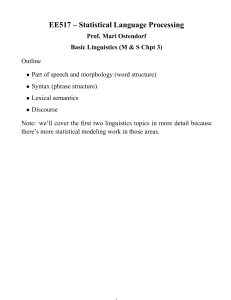 EE517 – Statistical Language Processing