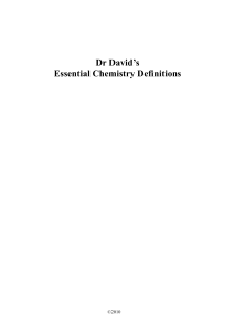 Dr Davids Essential Chemistry Definitions Bk1