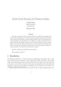 Durable Goods Monopoly with Endogenous Quality