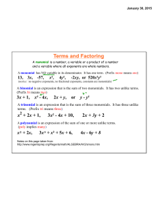Terms and Factoring - Scarsdale Public Schools