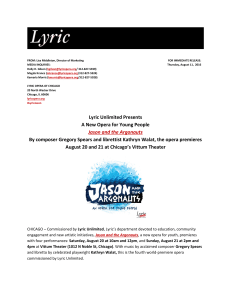 Lyric Unlimited Presents A New Opera for Young People Jason and