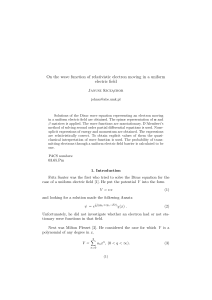 On the wave function of relativistic electron moving in a uniform