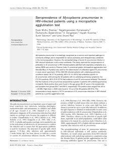 Seroprevalence of Mycoplasma pneumoniae in HIV