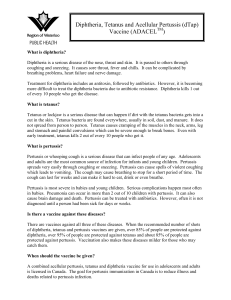 Diphtheria, Tetanus and Acellular Pertussis