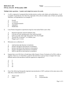 FINAL EXAM - 09 December 2005