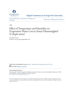Effect of Temperature and Humidity on Evaporative Water Loss in